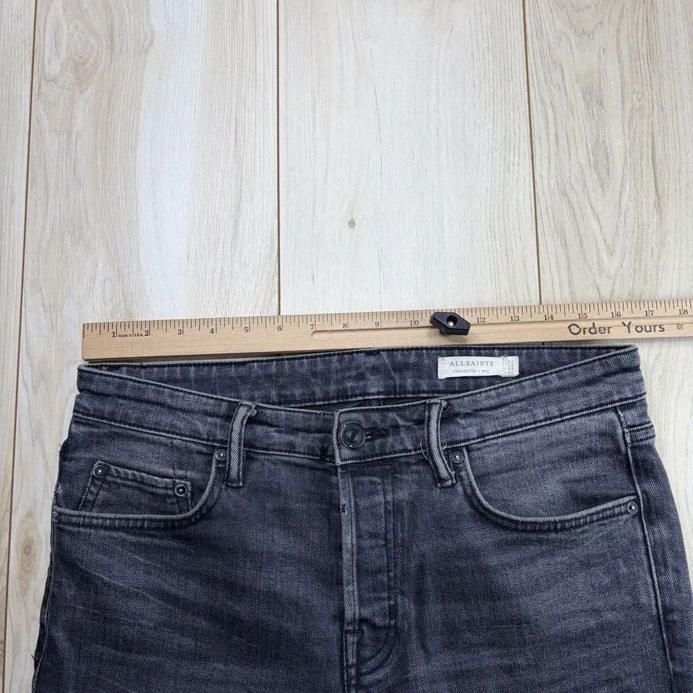 All Saints Jeans Mens 32x30 Faded Black Cigarette Skinny Stretch Denim Pants